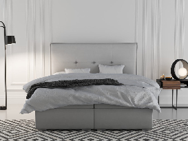 Bračni krevet Boxspring 160 cm Carla (svijetlo siva)(s prostorom za odlaganje)