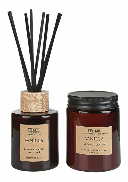 Svijeća od sojinog voska i difuzor s mirisnim štapićima vanilije Ember (smeđi)