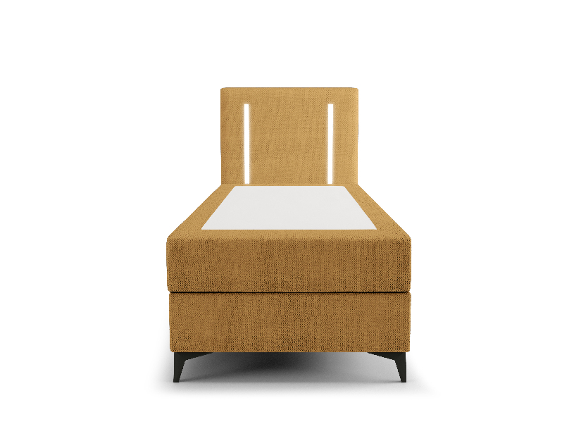 Jednostruki krevet 80 cm Ortega Bonell (boja senfa) (s podnicom, s prostorom za odlaganje) (s LED rasvjetom)