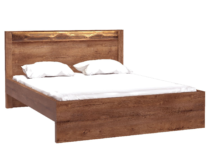 Bračni krevet 160 cm Indie 19 (s LED rasvjetom) (s podnicom) (jasen svijetli)