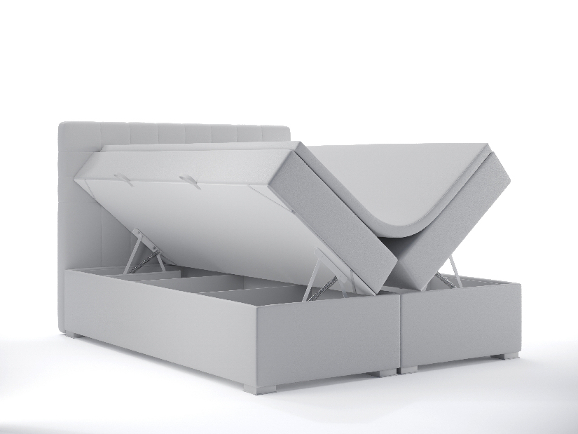 Bračni krevet Boxspring 180 cm Clady (bijela ekokoža) (s prostorom za odlaganje)