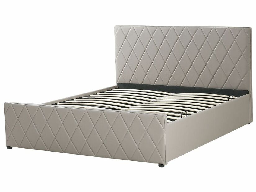 Bračni krevet 180 cm ROFARIO (siva) (umjetna koža) (s podnicom i prostorom za odlaganje)