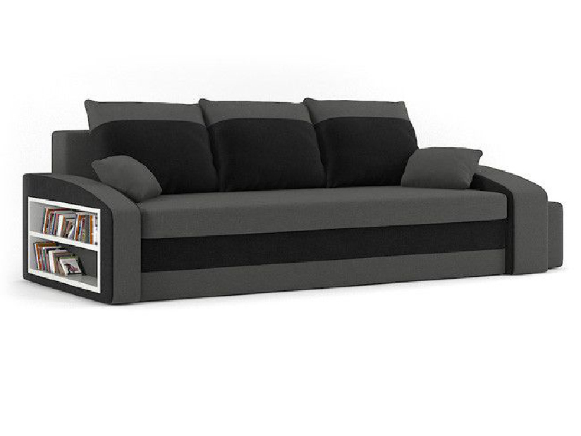 Sofa Hanifa (siva + crna) (s policom i tabureom) 
