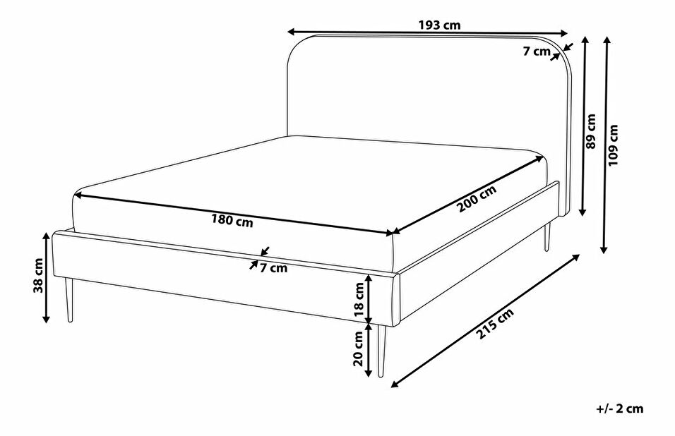 Bračni krevet 180 cm Faris (crna) (s podnicom)