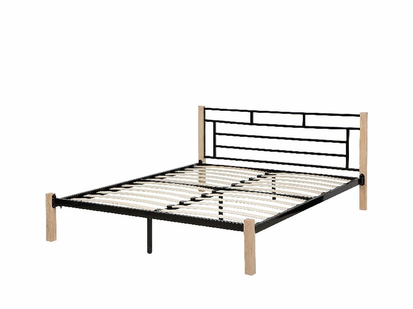 Bračni krevet 160 cm GARRONE (s podnicom) (crna)