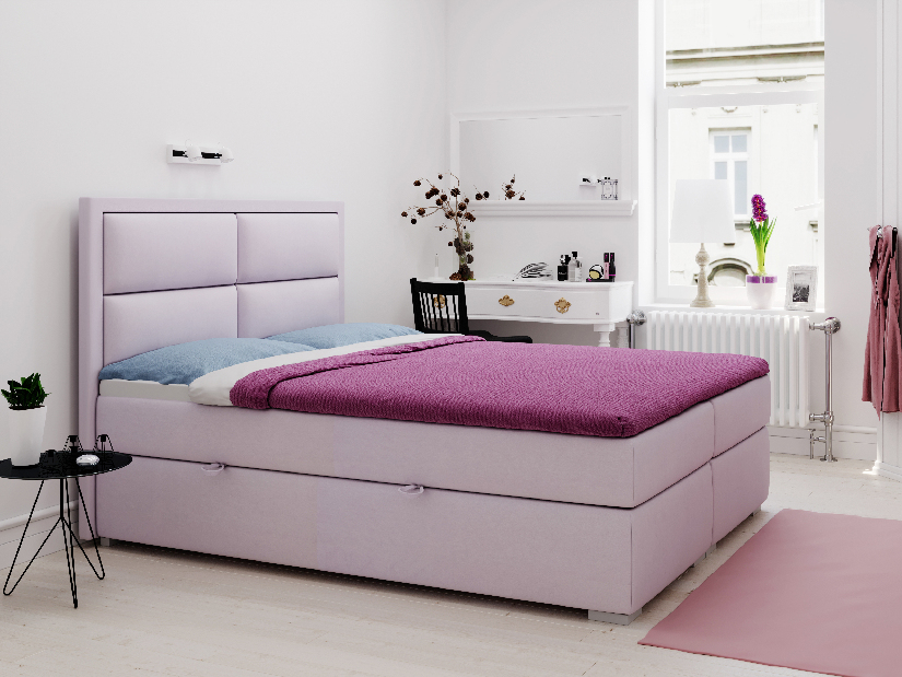 Bračni krevet Boxspring 180 cm Menorra (ružičasta) (s prostorom za odlaganje)