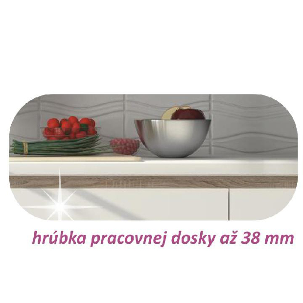 Kuhinja Lilouse 260 cm (hrast sonoma + sjaj ekstra visoki bijeli) *rasprodaja