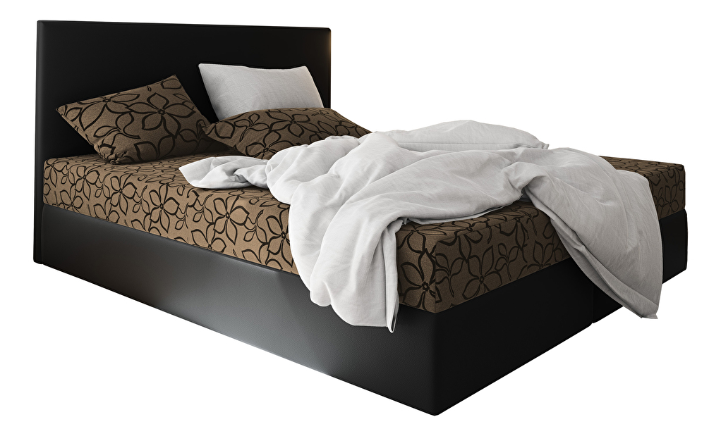 Bračni krevet Boxspring 180 cm Lilac (uzorak + crna) (s madracem i prostorom za odlaganje)