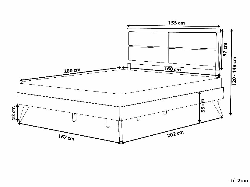 Bračni krevet 160 cm POSE (s podnicom) (tamno drvo)