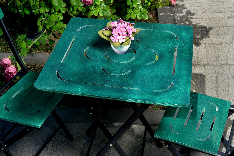 Vrtni set stol i stolice (3 komada) Bonita (zelena + crna)