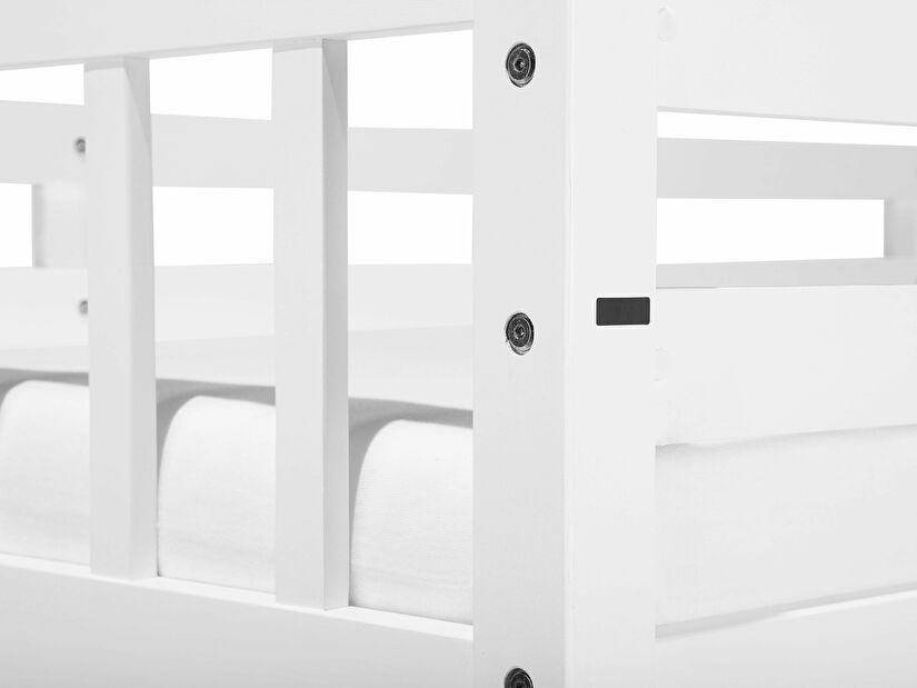 Krevet na kat 90 cm REWIND (bijela) (s podnicom i prostorom za odlaganje)