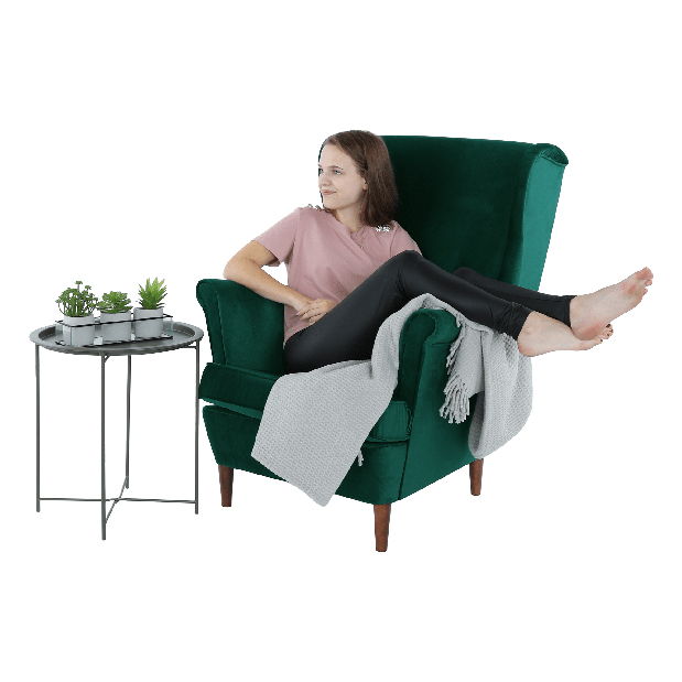 Fotelja Rafaelo (zelena + orah) *outlet moguća oštećenja
