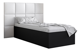 Jednostruki krevet s tapeciranim uzglavljem 90 cm Brittany 4 (crna mat + bijela) (s podnicom)