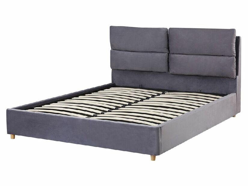 Bračni krevet 160 cm BALSAS (tekstil) (siva) (s podnicom)