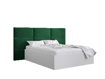 Bračni krevet s tapeciranim uzglavljem 160 cm Brittany 2 (bijela mat + zelena) (s podnicom)
