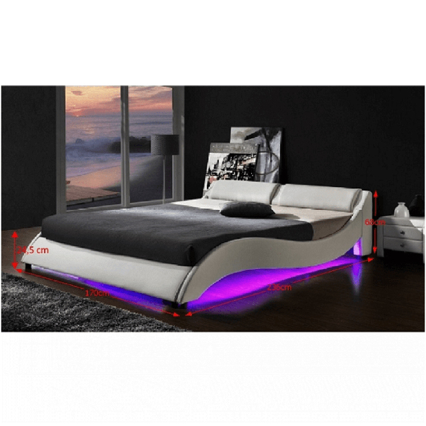 Bračni krevet 180 cm Permelia (S podnicom i LED) *trgovina
