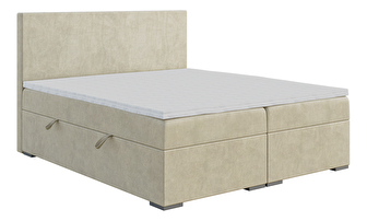 Jednostruki krevet Boxspring 120 cm Lemmy (svijetlo bež) (s madracem i prostorom za odlaganje)