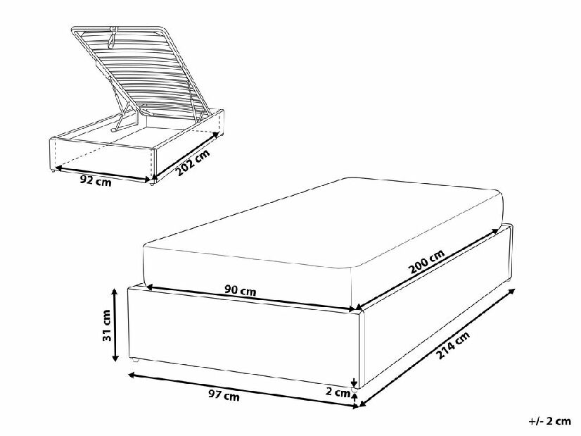 Dječji krevet 90 cm DIJON (s podnicom i prostorom za odlaganje) (bež)