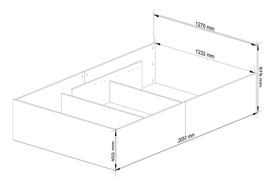 Jednostruki krevet Cezar II (bijela) (s podnicom i prostorom za odlaganje)