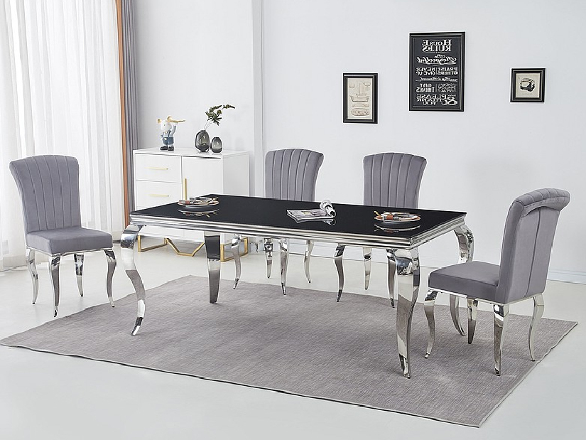 Blagovaonski stol 150 cm Pria (crna + krom) (za 4 do 6 osoba)