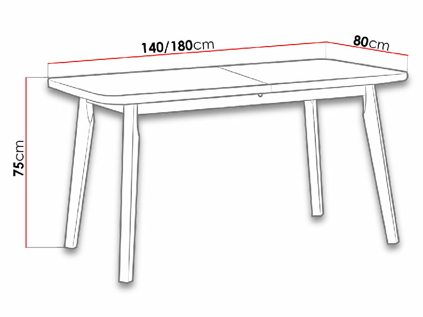 Stol 80 x 140+180 VI (bijela L) (crna)