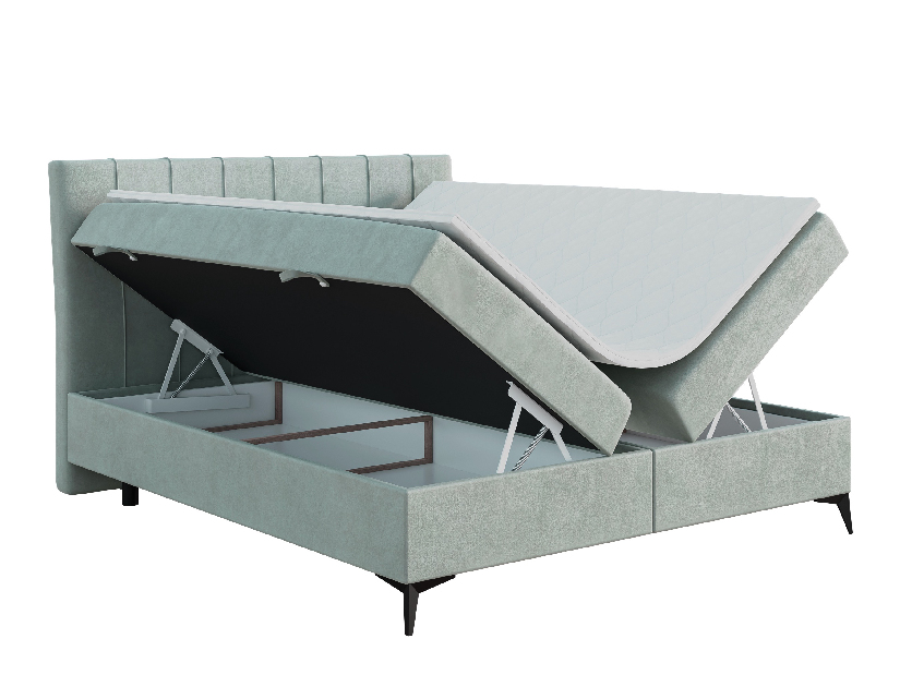Jednostruki krevet Boxspring 120 cm Leny (metvica) (s madracem i prostorom za odlaganje)