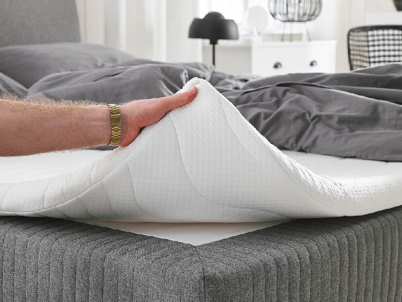 Kontinentalni krevet 180 cm MADOM (tkanina) (siva) (s podnicom i madracem)