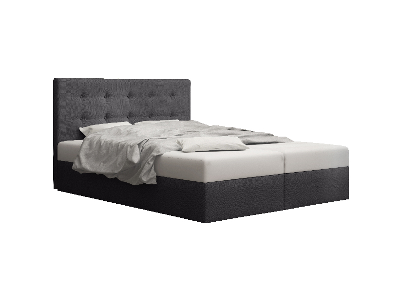 Bračni krevet Boxspring 160 cm Duel 1 (tamnosiva) (s madracem i prostorom za odlaganje)