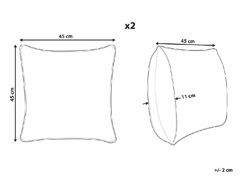 Set 2 ukrasna jastuka 45 x 45 cm Cup (bijela)