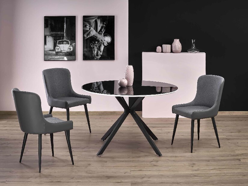 Blagovaonski stol Aretha (bijela + crna sjajna)
