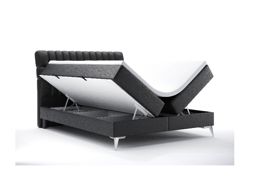 Bračni krevet Boxspring 180 cm Molera (crna ekokoža) (s prostorom za odlaganje)