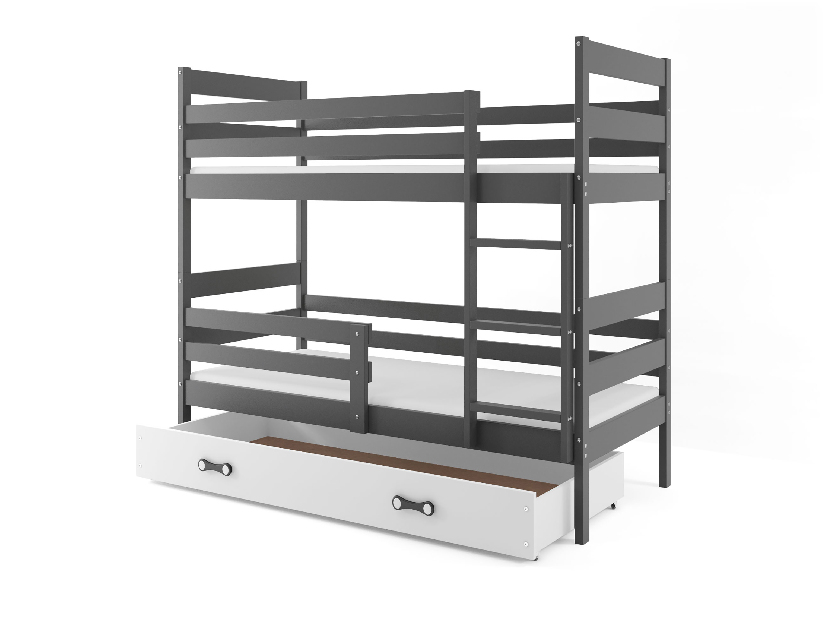 Krevet na kat 80 x 160 cm Eril B (grafit + bijela) (s podnicom, madracem i prostorom za odlaganje)