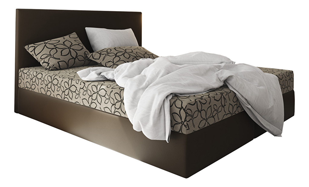 Bračni krevet Boxspring 180 cm Lilac (uzorak + smeđa) (s madracem i prostorom za odlaganje)