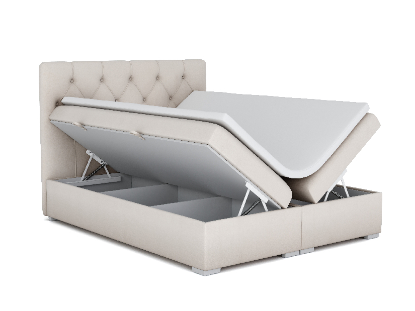 Bračni krevet Boxspring 160 cm Ronda (krem) (s prostorom za odlaganje)