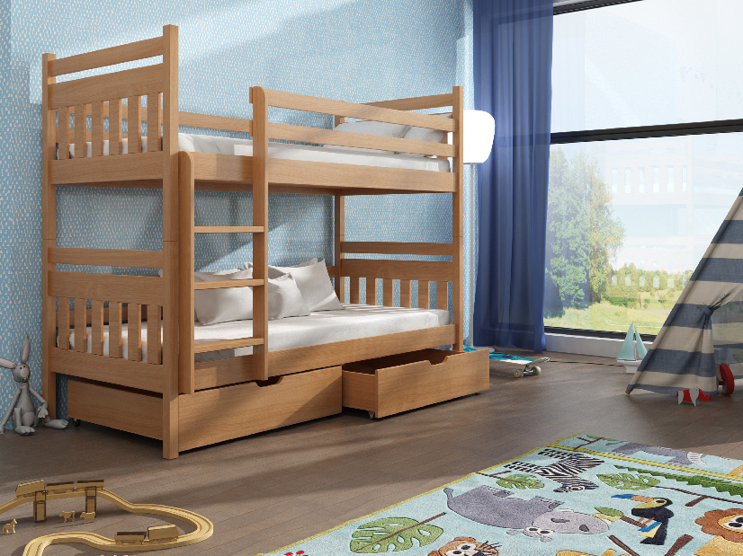 Dječji krevet 90 x 190 cm ARAS (s podnicom i prostorom za odlaganje) (bukva)