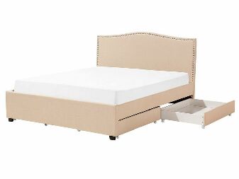 Bračni krevet 160 cm MONTHY (s podnicom i prostorom za odlaganje) (bež)
