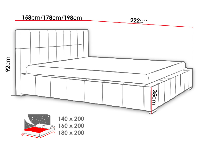 Tapeciran krevet s prostorom za odlaganje Mikael (160x200) (Rico 11)