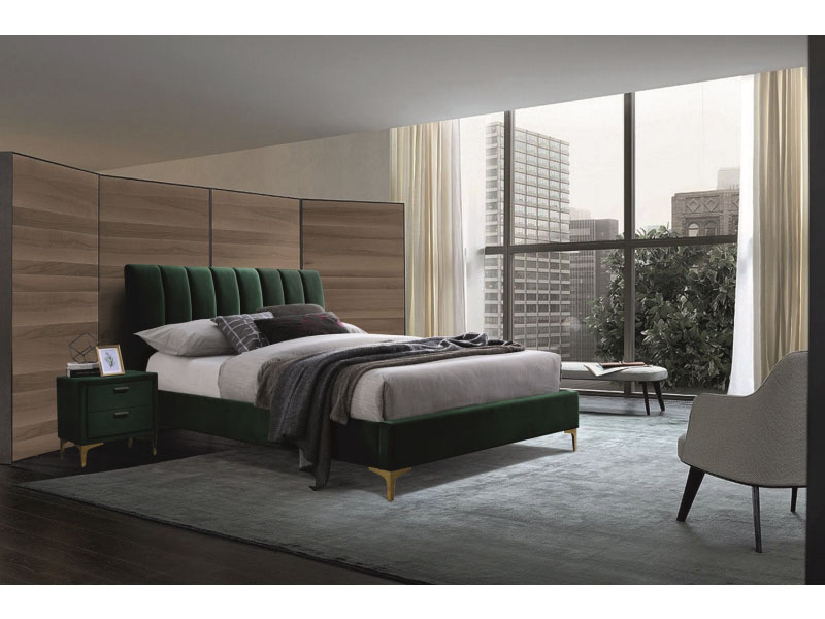 Bračni krevet 160x200 cm Marnie (zelena)