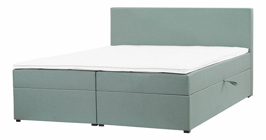 Bračni krevet Boxspring 180 cm SENNOR (s madracima i prostorom za odlaganje) (svijetlo zelena)