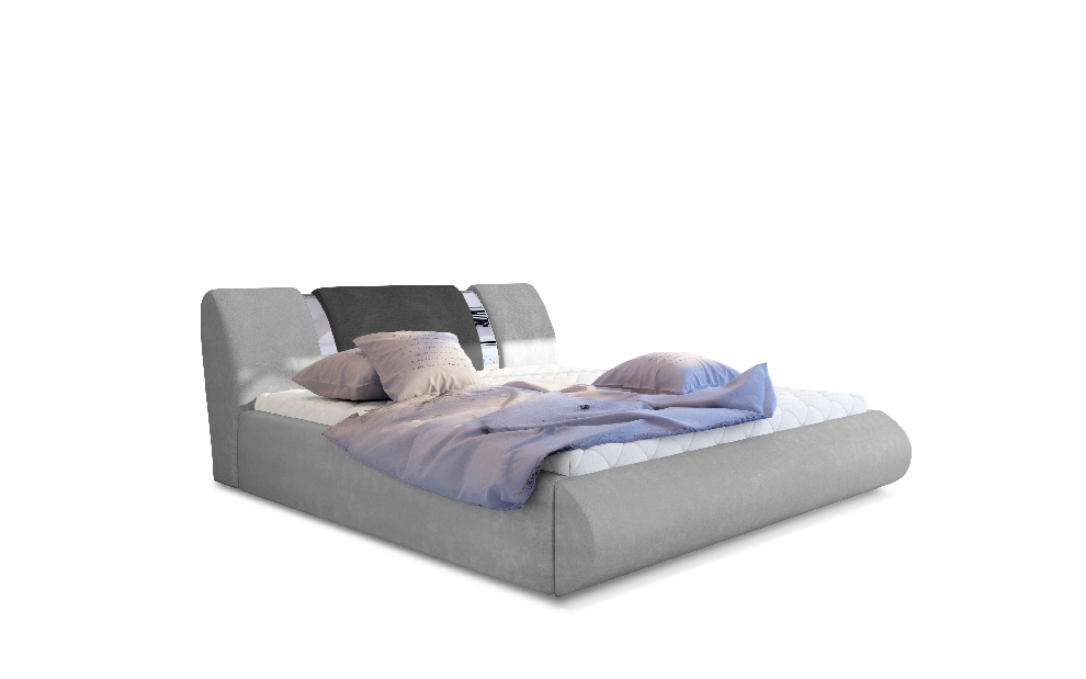 Bračni krevet 180 cm Fabio (svijetlosiva + tamnosiva) (s podnicom i prostorom za odlaganje)