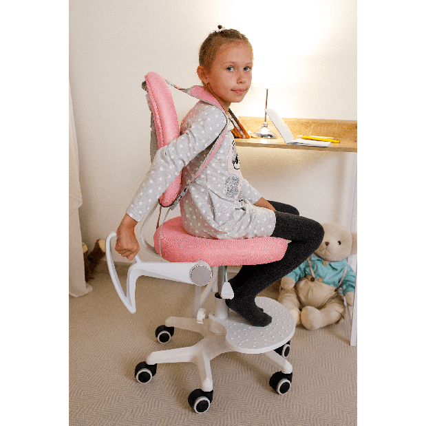 Set od 2 dječje rastuće stolice s tabureima za noge i nosačima Aureola (ružičasta+ bijela) *rasprodaja
