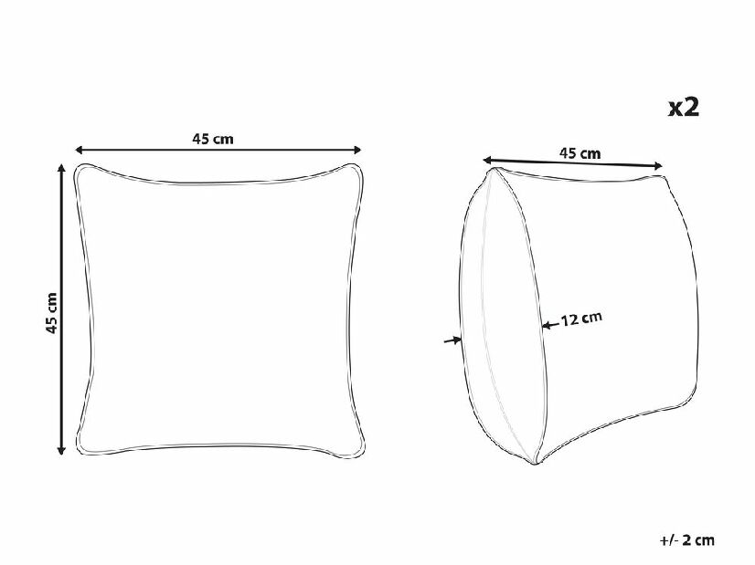Set 2 kom. jastuka 45 x 45 cm PRILEP (bijela)