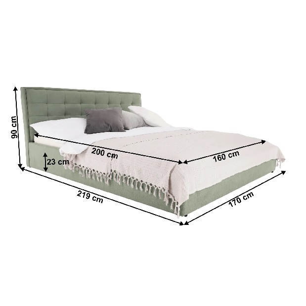 Bračni krevet 180 cm Essie (s podnicom) (mentol) *trgovina