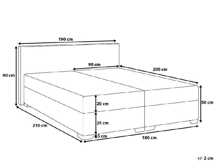 Bračni krevet Boxspring 180 cm PREMIER 2 (s madracima) (crna)