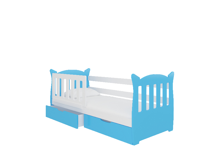 Dječji krevet 160x75 cm Lenka (s podnicom i madracem) (bijela + plava)