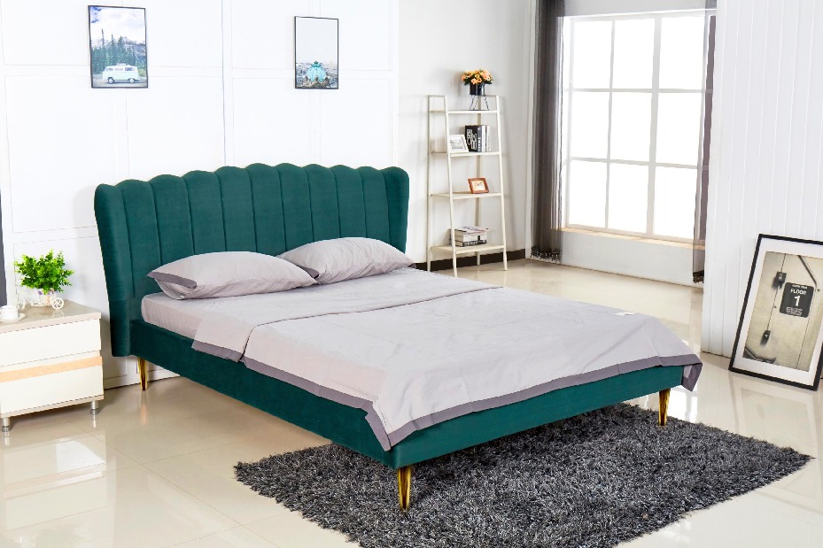 Bračni krevet 160 cm Rosalie 160 (tamno zelena) (s podnicom)