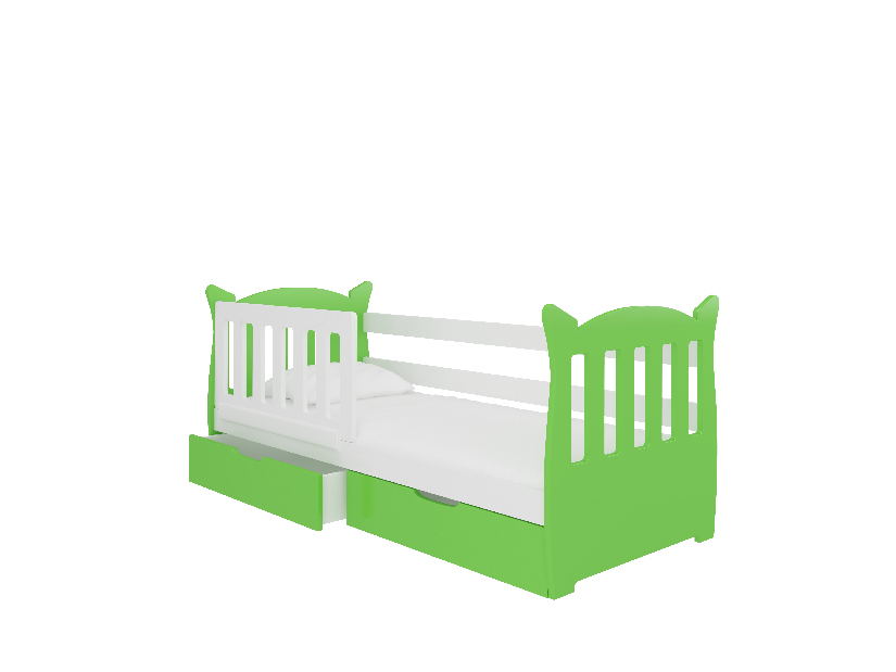 Dječji krevet 160x75 cm Lenka (s podnicom i madracem) (bijela + zelena)