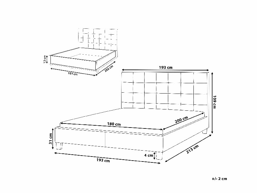 Bračni krevet 180 cm ROLLA (s podnicom i prostorom za odlaganje) (tamnosiva) *rasprodaja