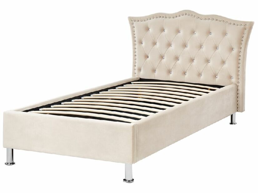 Jednostruki krevet 200 x 90 cm Metty (bež) (s podnicom) (s prostorom za odlaganje)