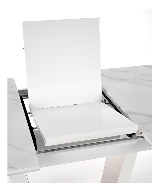Blagovaonski stol na razvlačenje 160-200 cm Birgit (mramor bijeli) (za 6 do 8 osoba)